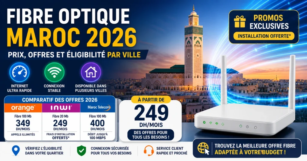 fibre optique Maroc 2026 comparatif prix Orange inwi Maroc Telecom