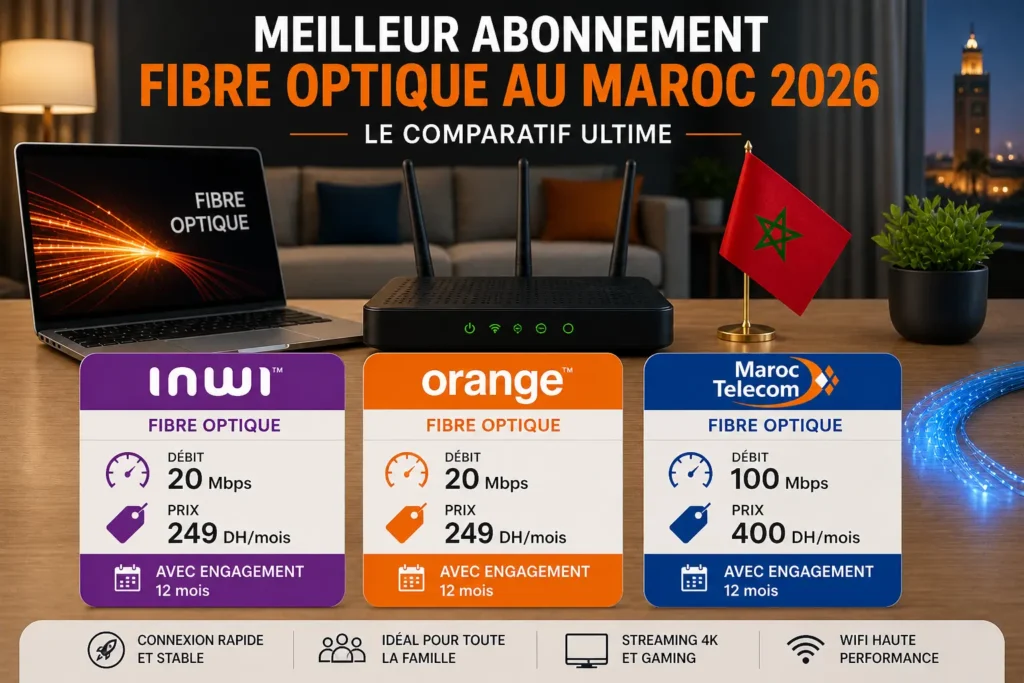 comparatif fibre Maroc 2026 prix Orange inwi Maroc Telecom