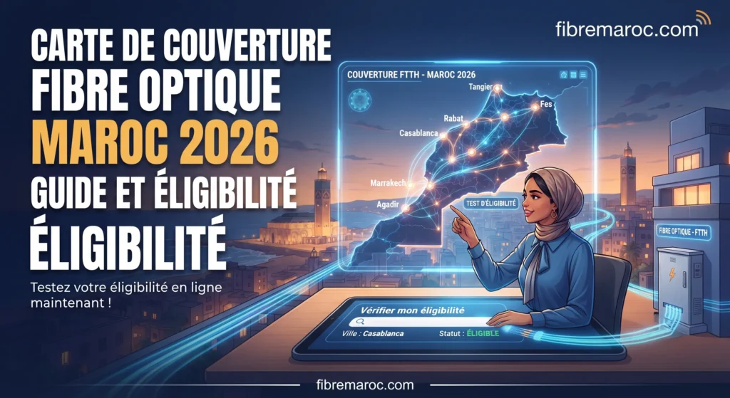 Carte de couverture de la fibre optique au Maroc et test d'éligibilité en 2026