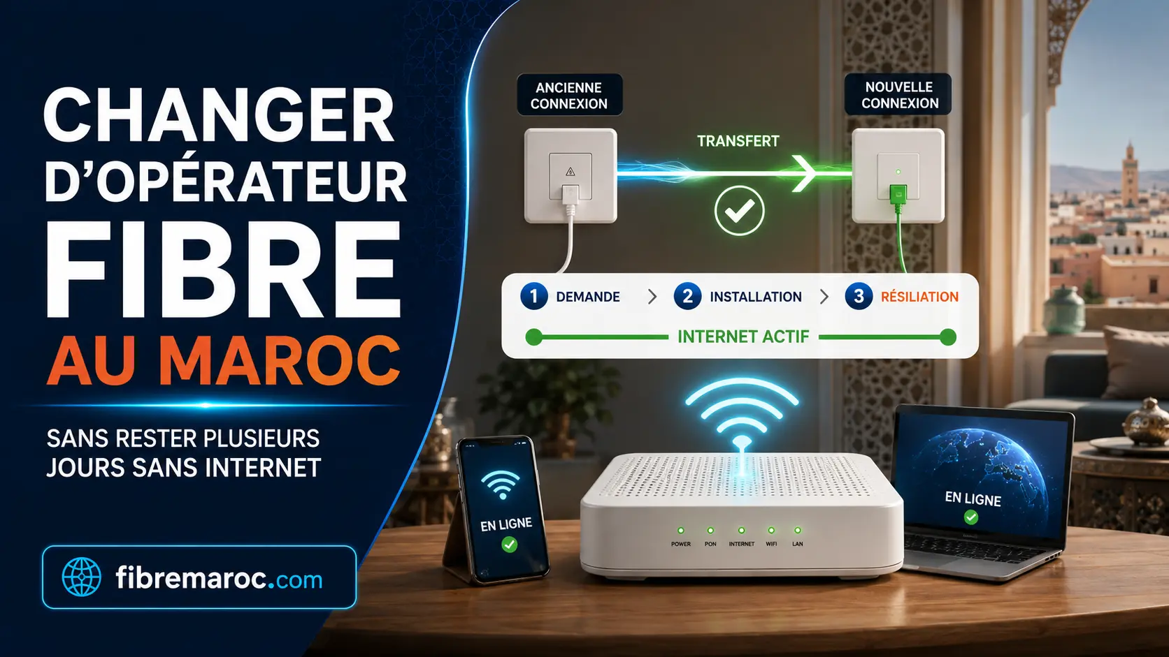 Changer d’opérateur Fibre au Maroc sans rester plusieurs jours sans Internet