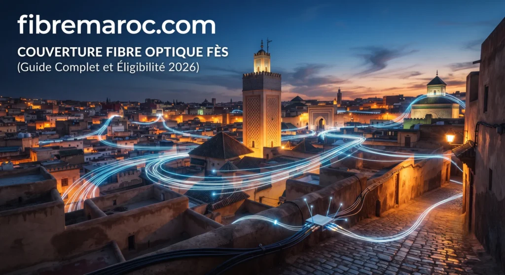 Couverture fibre optique Fès 2026 - Guide complet et éligibilité sur fibremaroc.com