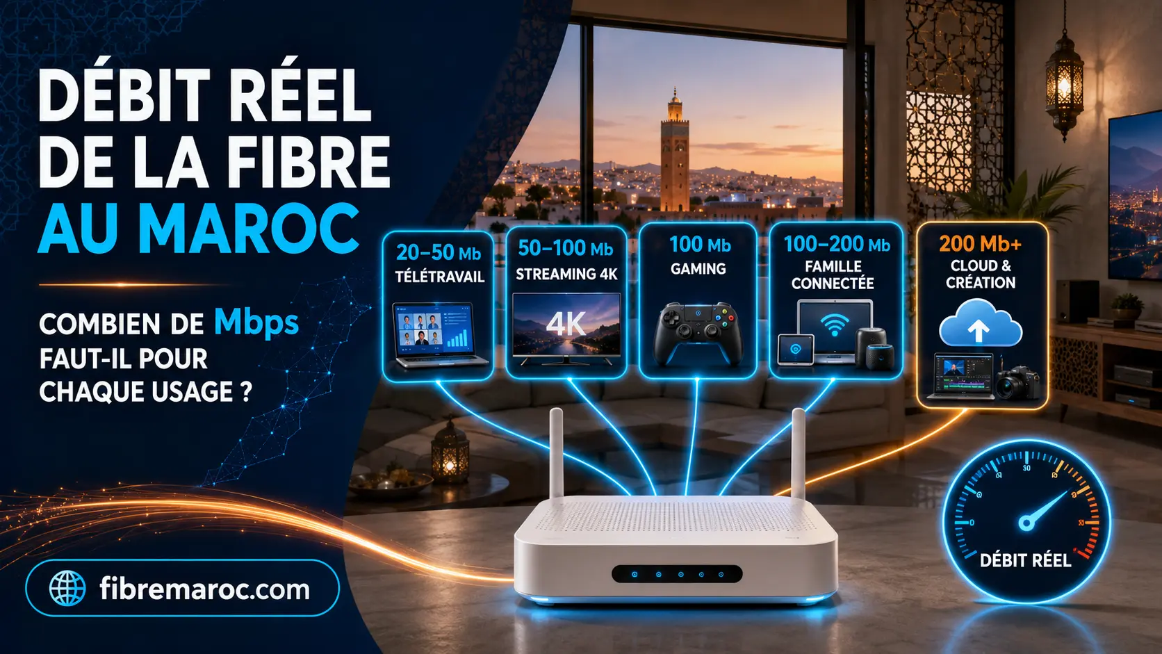 Débit réel de la Fibre au Maroc : combien de Mbps faut-il pour chaque usage ?