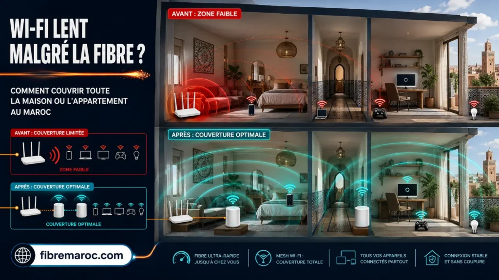 Wi-Fi lent malgré la Fibre : couvrir une maison ou un appartement au Maroc