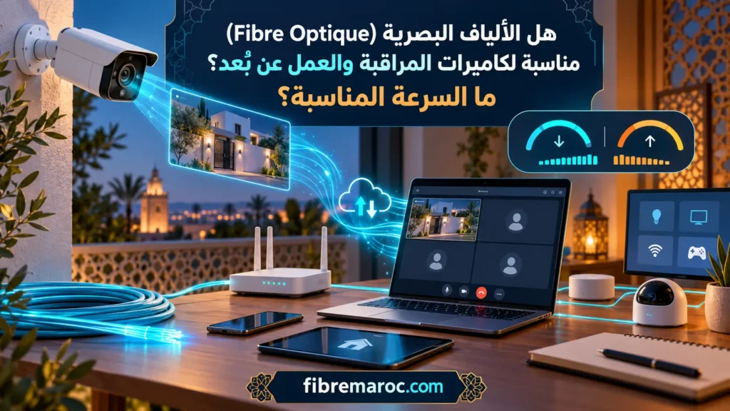 الألياف البصرية Fibre Optique لكاميرات المراقبة والعمل عن بُعد مع مؤشرات لسرعة الإنترنت